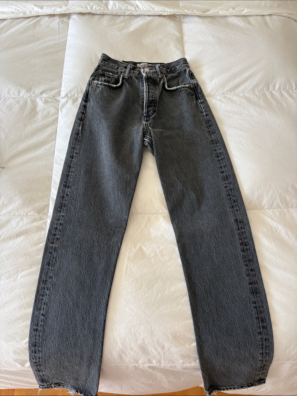 Agolde Women's Straight Leg Jeans in Washed Black